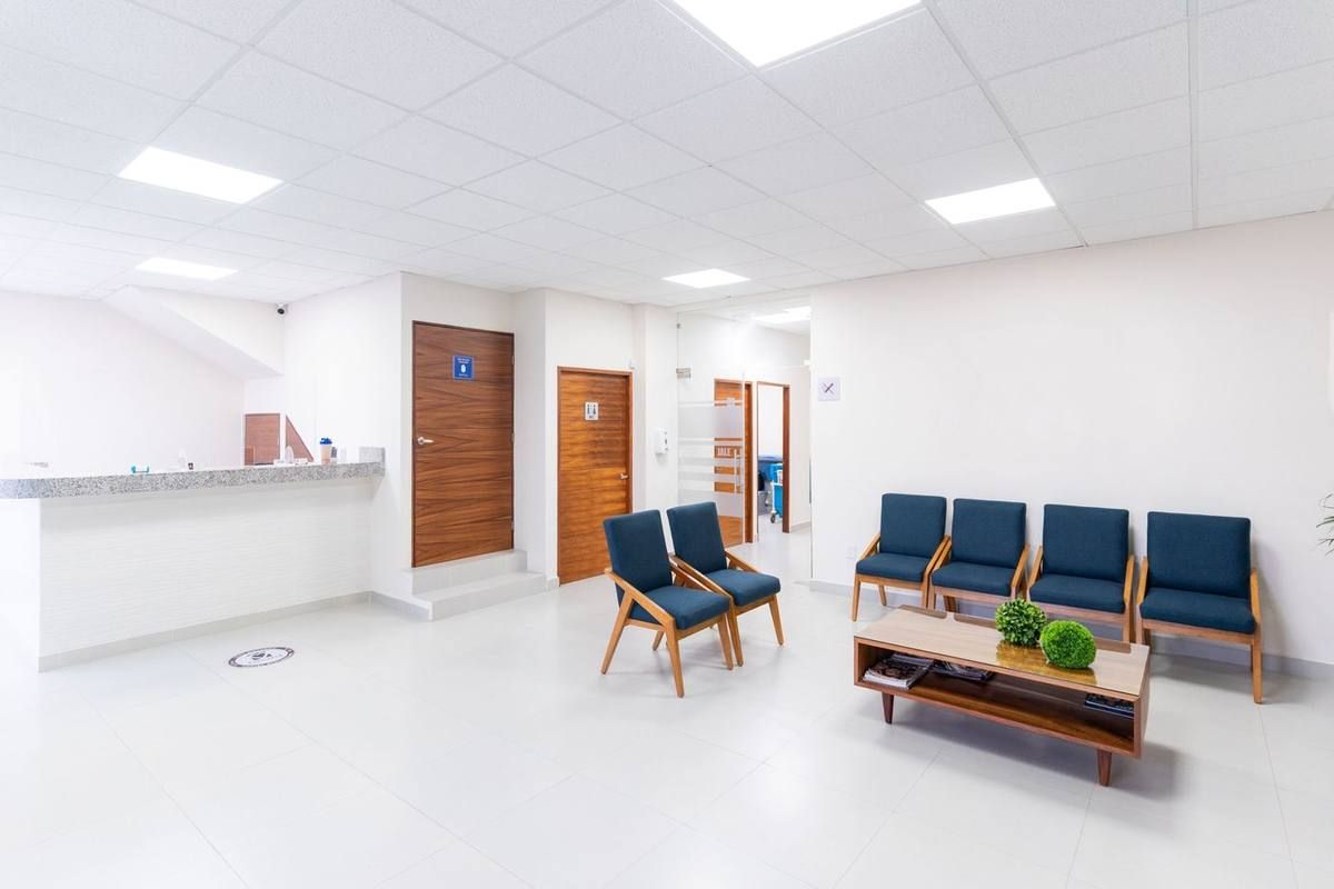 Bright, spotless reception and waiting area