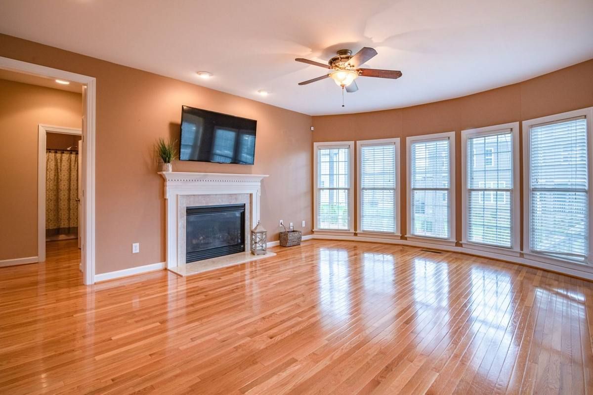 Living room with freshly polished wood floors