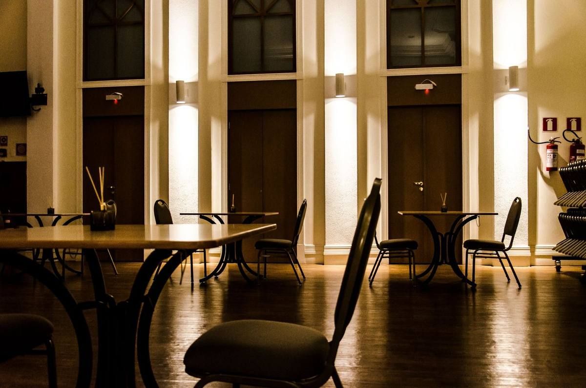 Polished dining-room floor, ready for guests