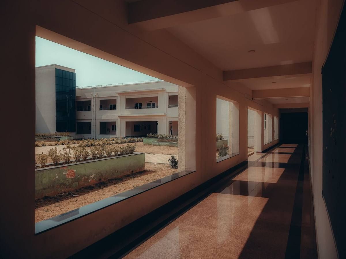 Walkway overlooking the school courtyard